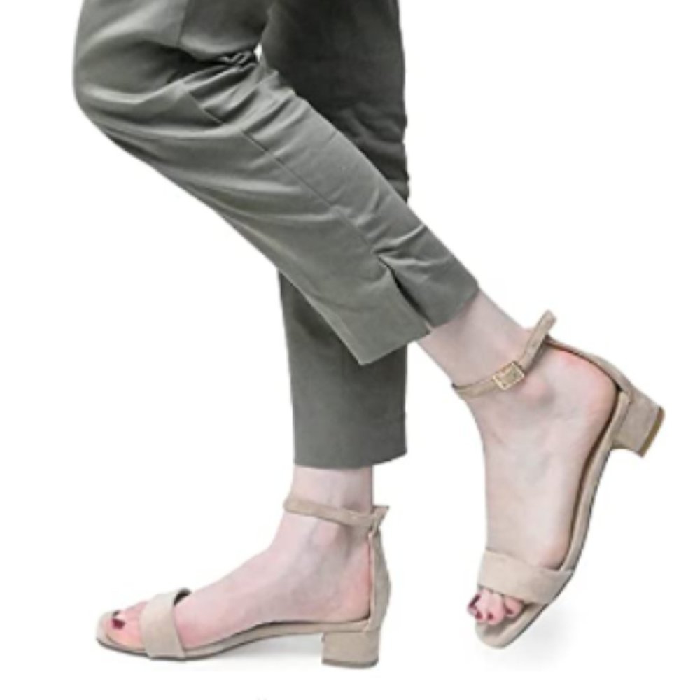 💐XYD Nude Open Toe Strappy Low Block Heel Ankle Strap Sandal